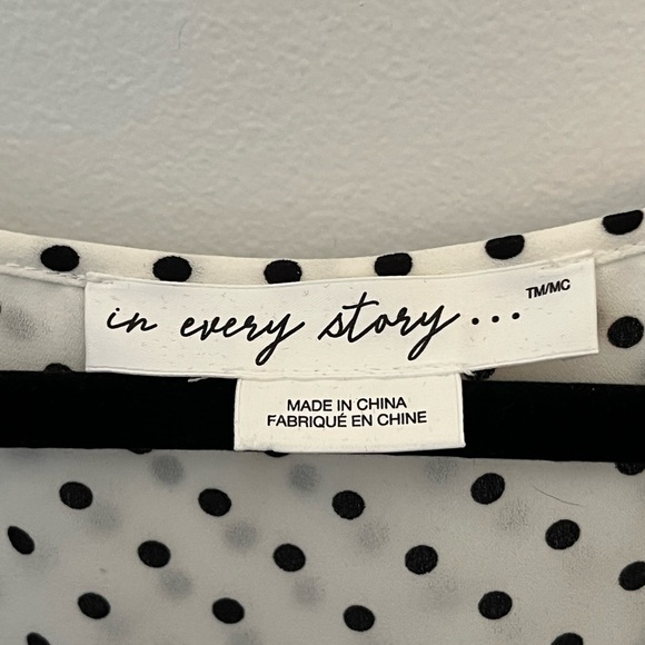 NWOT 1X Penningtons White Polka Dots Blouse - Picture 7 of 8